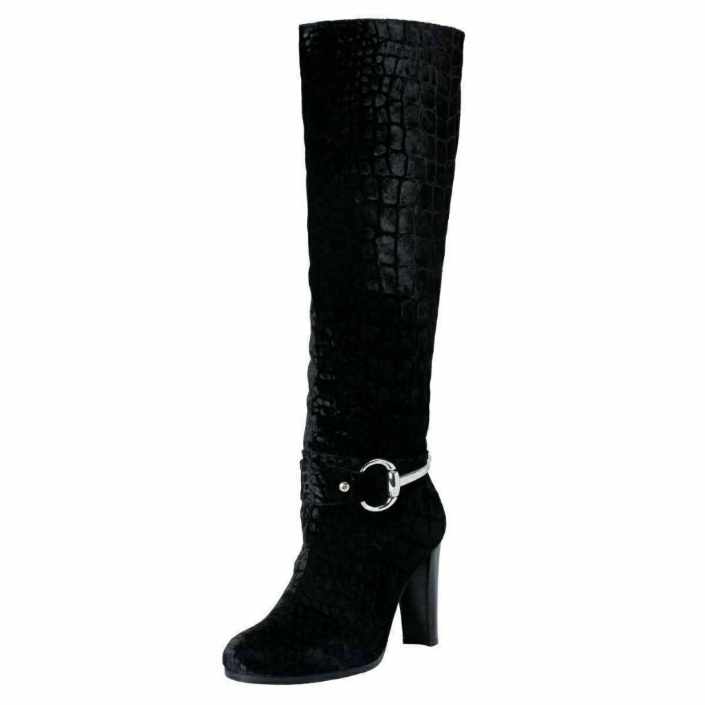 Stuart Weitzman Women's Croc Print Velvet Boots